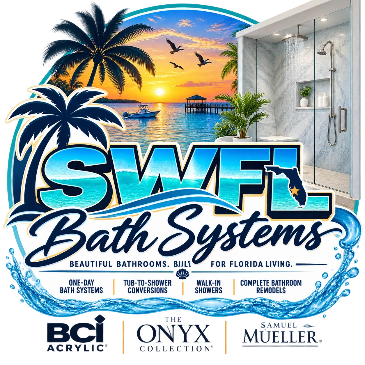 SWFL Bath Systems beach logo